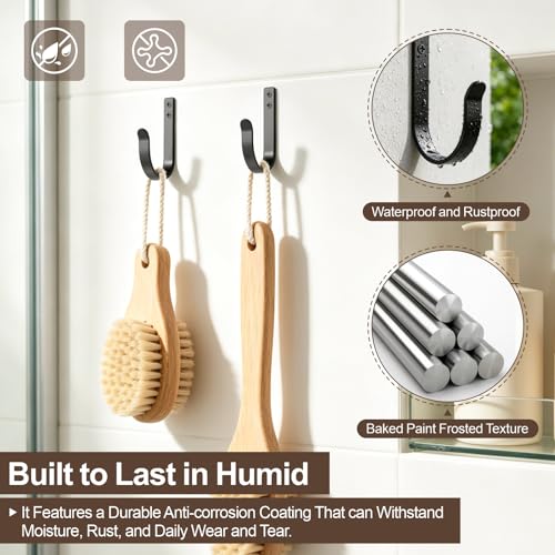 10 Pack Extra Large Black Metal Wall Hooks for Coats & Towels
