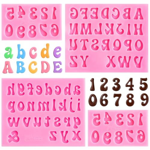 Alphabet & Number Silicone Molds for Chocolate & Fondant - 4PCS Set