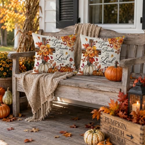 Hello Fall Pumpkin Throw Pillow Covers 18x18 Inch - Set of 2