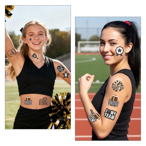 Gameza Black Football Temporary Tattoos - 144 Pack Spirit Party Favors
