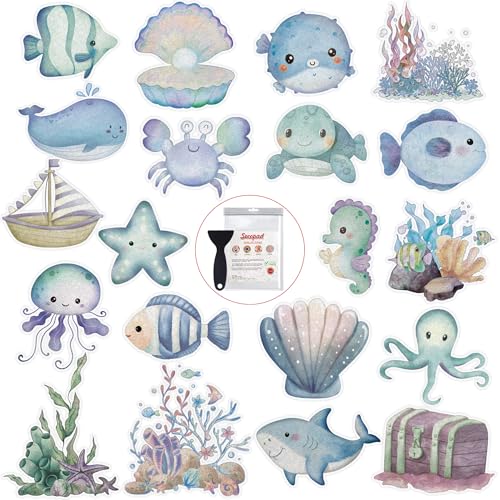 Secopad Non-Slip Bathtub Stickers - Ocean Life Design, 20PCS