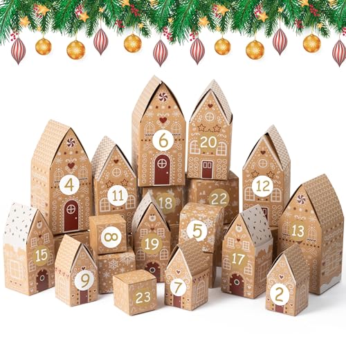 Christmas Advent Calendar Boxes Set - 28 Reusable Candy & Treat Storage Boxes