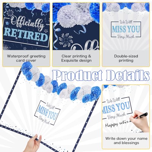 Officially Retired Greeting Card - Blue 25x16 Inch with Envelope