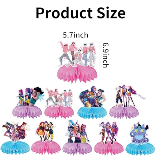 9 Pc Anime Honeycomb Table Decorations for Birthday Party Supplies