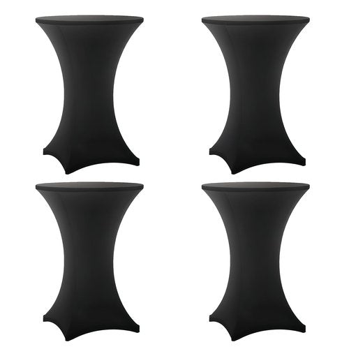 Lemict Cocktail Table Covers - 4 Pack 32x43 Inch Table Cloth - Black Fitted Stretch Spandex Round High Top Tablecloth for Party, Bar, Birthday, Pub, Banquet