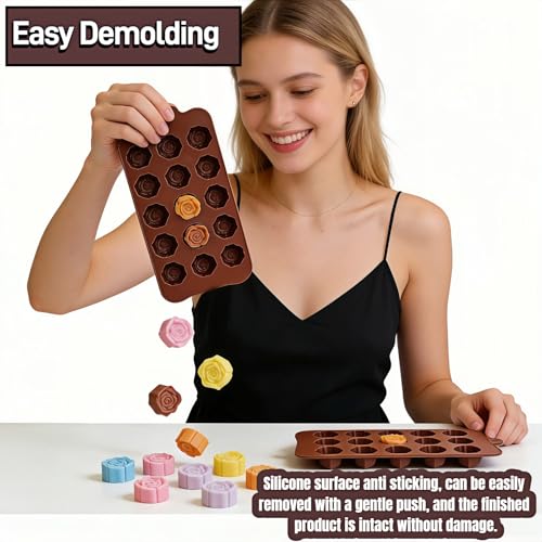 2PCS Rose Silicone Mold Set - 15-Cavity Non-Stick Baking Mold