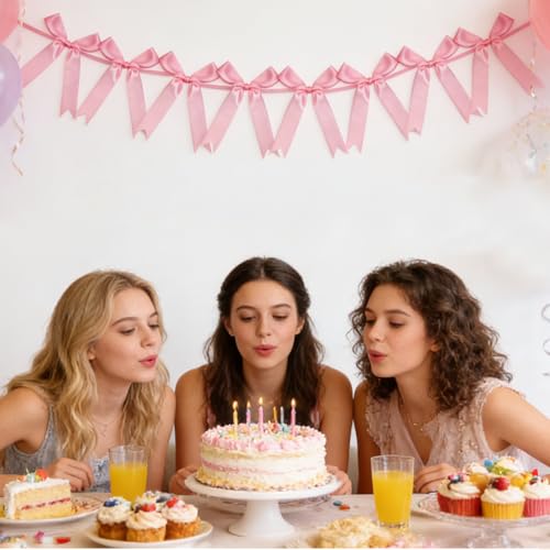 Pink Bow Garland Decoration for Parties - YBEATY