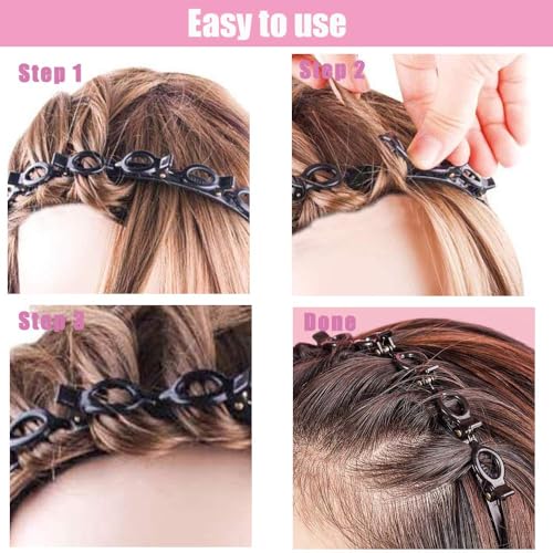 Double Layer Twist Headband with Clips for Braided Hairstyles (2 Pack)