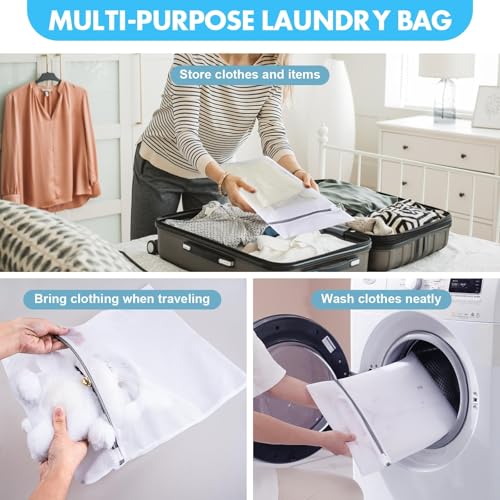 Durable Mesh Laundry Bags with Zipper - 4 Multi-Size Organizers