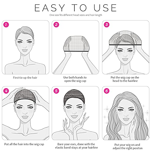 FANDAMEI Nylon Wig Caps 4 Pcs Stocking Wig Caps for Women Black