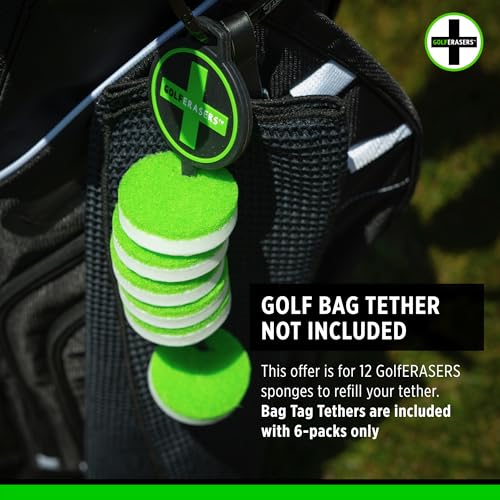 GolfERASERS Dual-Sided Cleaning Sponges - 12 Pack Refill for Golf Gear