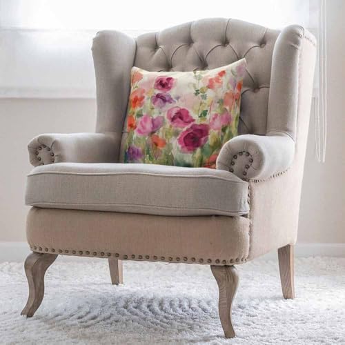 Watercolor Floral 18"x18" Throw Pillow Cover - Spring Landscape Design