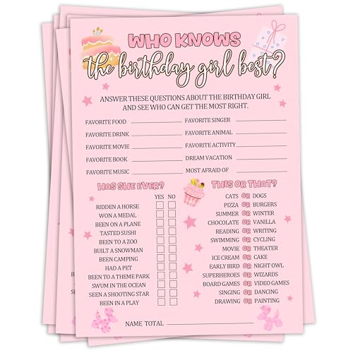 Who Knows The Birthday Girl Best? | 25 Double-Sided Game Cards