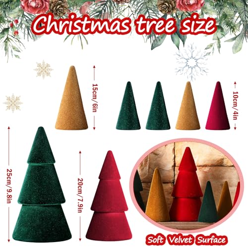7 Pcs Velvet Christmas Tree Set - Modern Holiday Decor, Multiple Sizes