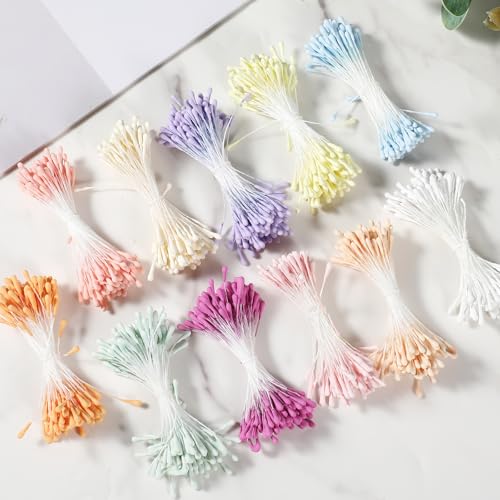 1100PCS Artificial Pearl Flower Stamens - 2MM Double Heads for Crafts
