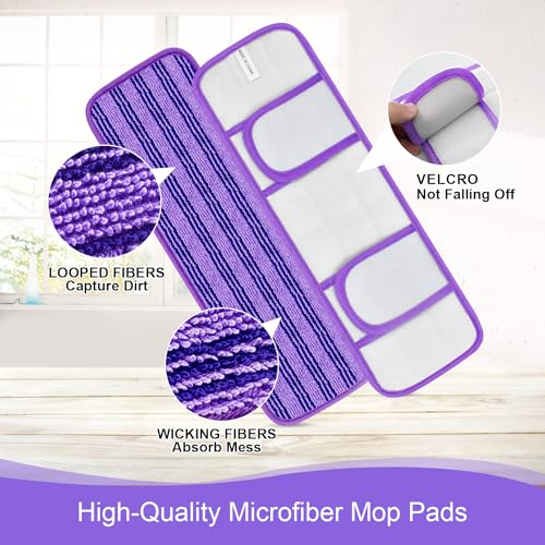 Reusable Mop Pads for Swiffer Power Mop - 4 Pack, Cationic Material