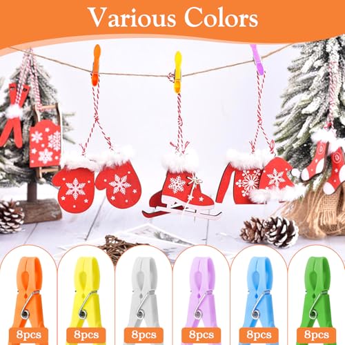 Senbowe 48 Pack Heavy Duty Colorful Plastic Clothespins
