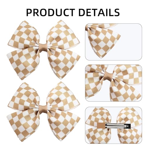 DUOJINSANXI Gold Checkered Racing Hair Bows 6-Piece Clip Set