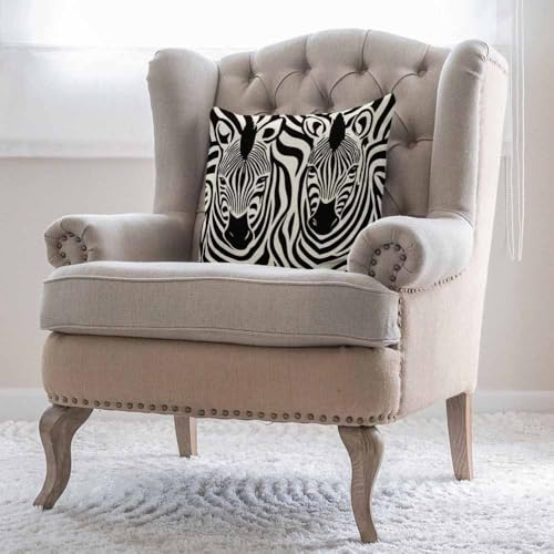 Moslion Zebra Print Throw Pillow Cover, 18x18 Inch Cotton Linen Cushion Case