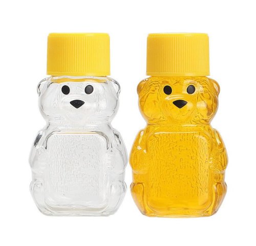 Cufarys 6 Pack Honey Bear Bottle 2oz Bear Shape Clear Empty Honey Bottles Honey Jar with Screw Lid,Plastic Mini Honey Jars Party Favors for Storing and Dispensing (6)