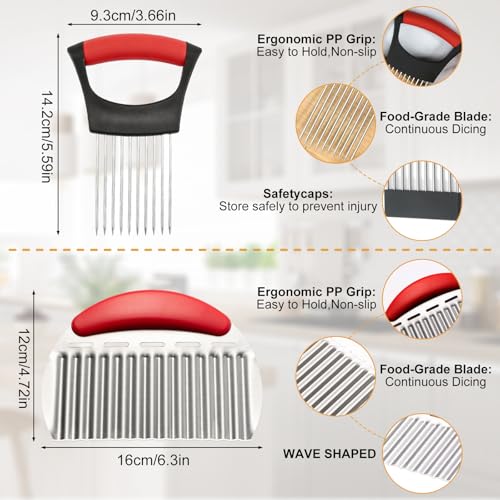 Stainless Steel Onion Holder with French Fry Cutter | Safe Slicing Tool