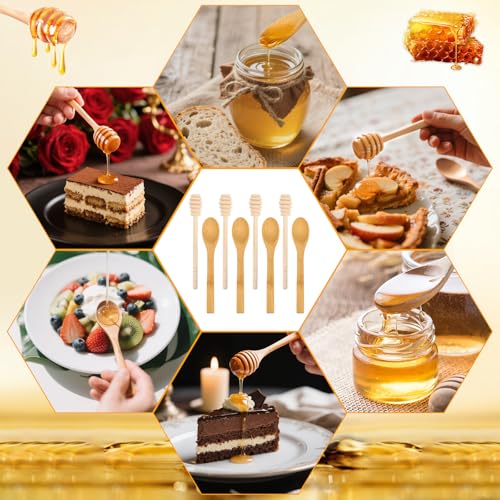 8-Piece Wooden Honey Dipper Set - 6-Inch Honey Spoon Sticks
