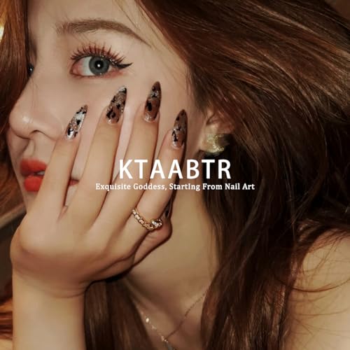 KTAABTR Floral Press on Nails Pink Flower Square Fake Nails 24Pcs
