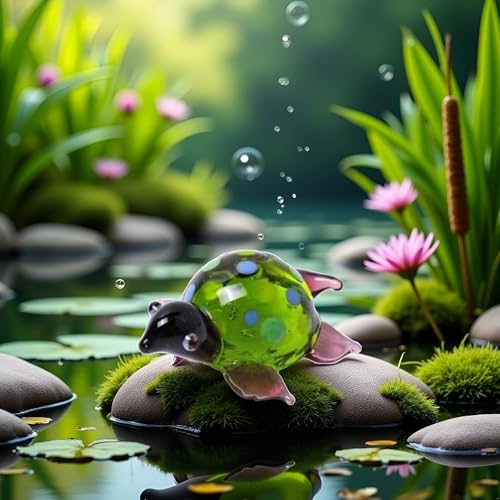 Hand Blown Glass Turtle Figurine - Miniature Tortoise Statue for Home Decor