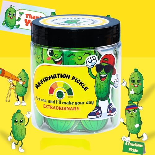 Solmay Pickle Jar with 60 Daily Affirmation Notes - Mindfulness & Emotional Support Gift