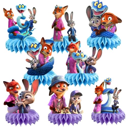 Zootopia Honeycomb Centerpieces - 8pcs Kids Party Decorations