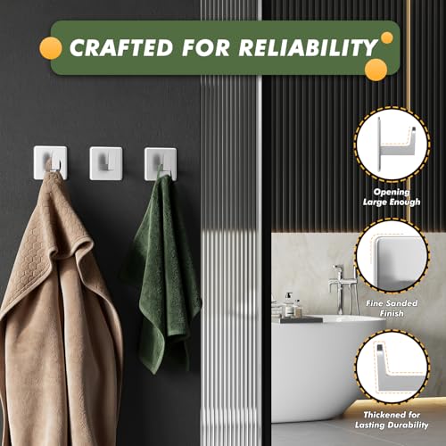 Auxmir Heavy-Duty Self-Adhesive Towel Hooks - 5 Pack, 15 lb Capacity, Waterproof Stainless Steel
