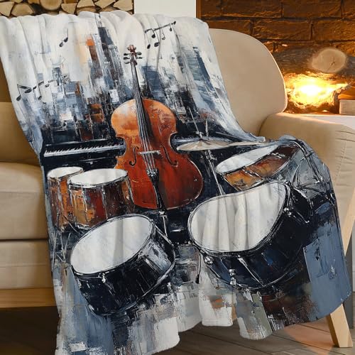 Guitar Blanket - Soft Flannel Throw for Music Lovers, 50"x40"