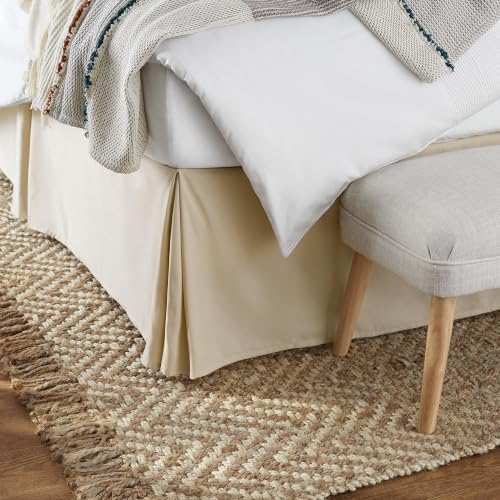 King Beige Pleated Bed Skirt - Machine Washable & Wrinkle Resistant