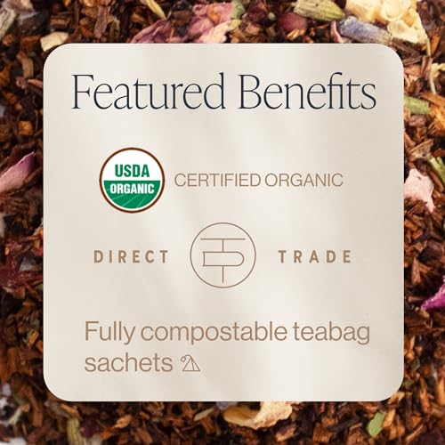 Rishi Tea Pink Lemon Ginger Herbal Tea, Organic Caffeine-Free, 30 Tea Bags