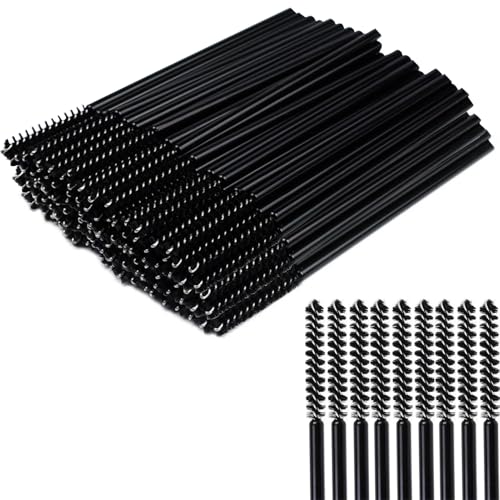 GUMIKE 50 Pcs Disposable Eyelash Mascara Wands and Mini Brushes - Black