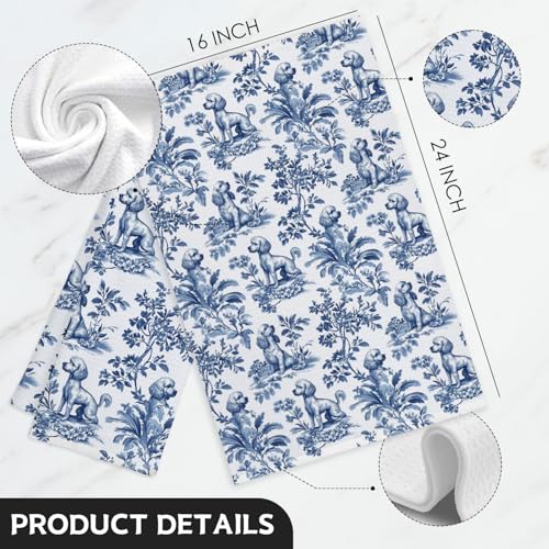 Koesus Blue and White Chinoiserie Doodle Kitchen Towel 16x24 Inch