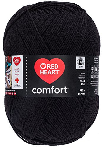 Red Heart Comfort Yarn - Worsted Weight Acrylic, 16 oz/454g - Black
