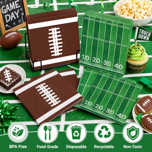 48-Piece Football Party Plates and Napkins Set for Game Day Birthday