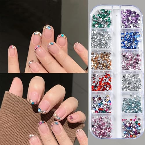 Hganxiu Nail Gems Art Rhinestones Kit with 3D Bows and Diamond Charms