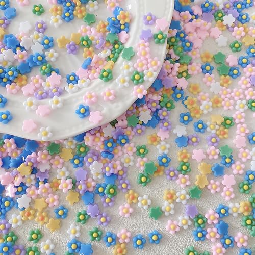 300Pcs Colorful Flower Nail Charms 3D Resin Floral Rhinestones for DIY Nail Art