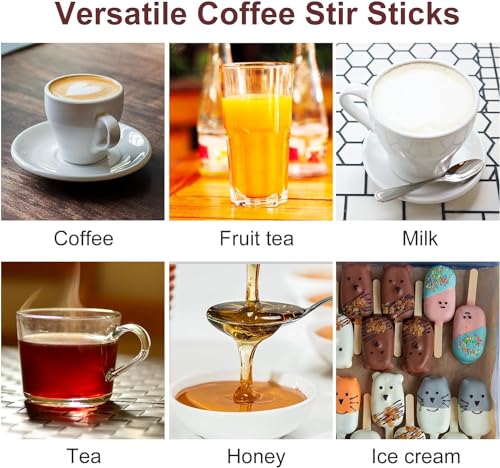Natural Birch Coffee Stirrers 5.5" - 100 Eco-Friendly Stir Sticks