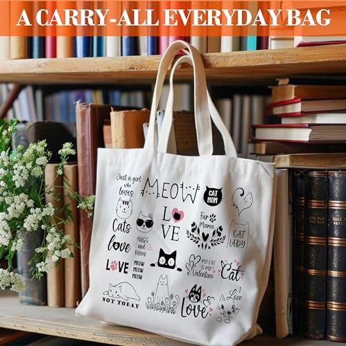 Funny Cat Canvas Tote Bag for Women - Perfect Gift for Cat Lovers