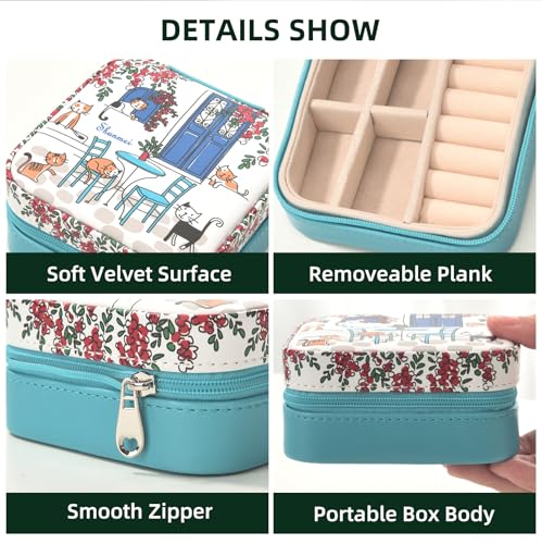 Shunmei Mini Travel Jewelry Box - Personalized Cat Design, 3.94"
