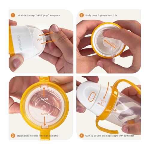 NumNum Baby Straw Cup 6-12 Months, Weighted Sippy Cup 7 oz Blue - Spill-Proof & Easy to Clean