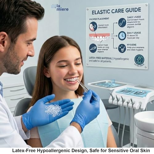 LA MIERE Non-Latex Orthodontic Elastics 1/4 Inch Medium 100 Count