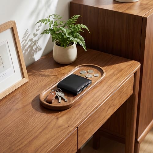 TJ POP Small Oval Acacia Wood Serving Tray - Decorative Wooden Platter