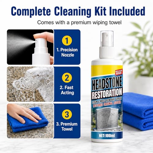 Tombstone Cleaning Spray for Granite & Marble Memorials - 2PC Kit