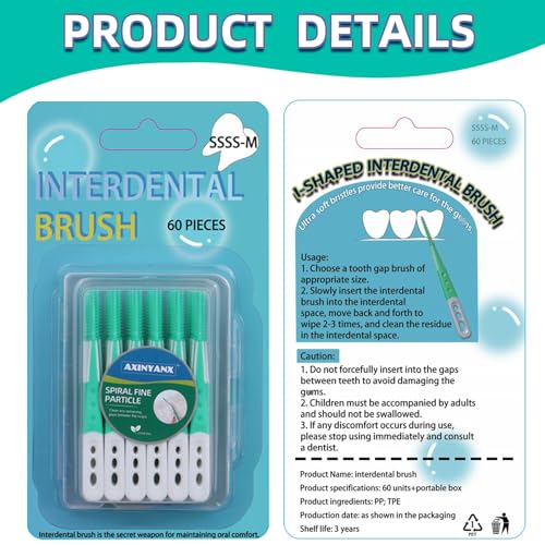 AxiyanX Comfort Soft Interdental Brushes and Dental Floss Picks 60PCS with Travel Case