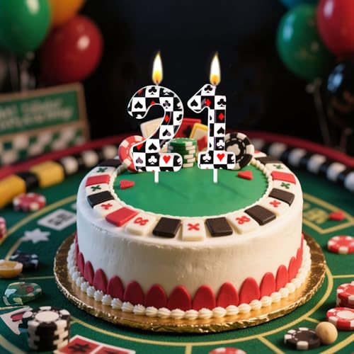 Casino Poker Birthday Candles - Fun Cake Toppers for Ages 0-100