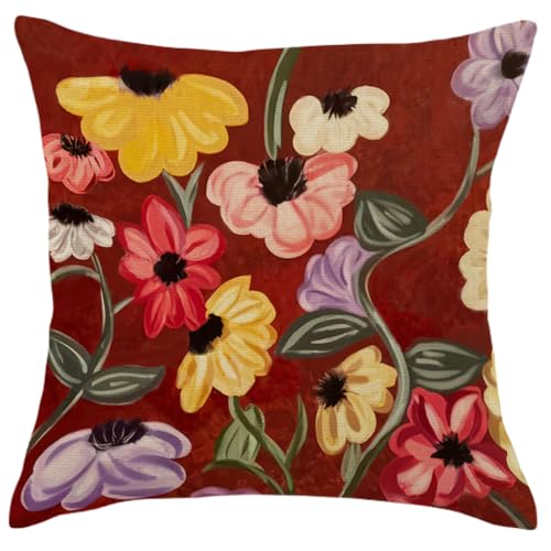 Floral Inspired Throw Pillow Cover - 18x18 Inches, Polyester